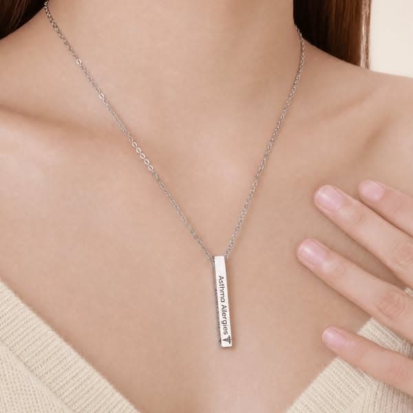 Personalized Medical Alert Bar Necklace