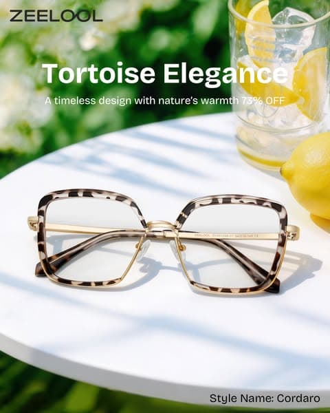 Cordaro Square Clear Tortoise Shell Glasses with Nose Pads