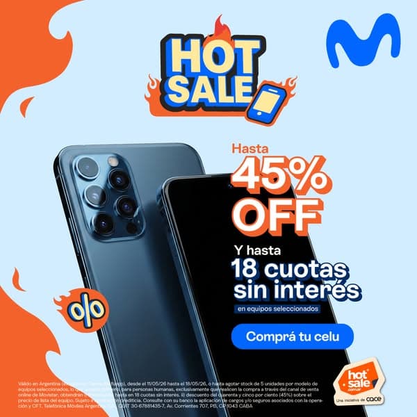 Aprovechá a renovarte en hasta 18 cuotas sin interés. Entrá ahora a la Tienda Movistar y elegí el tuyo. 🔥