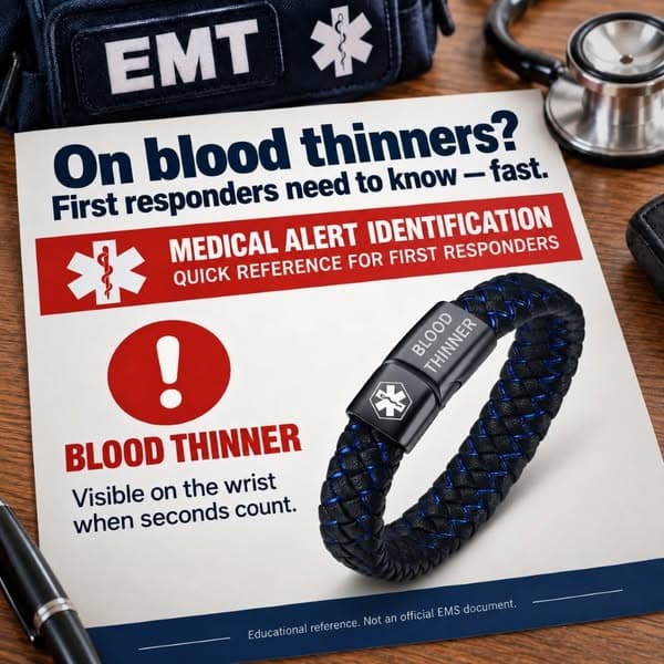 Men’s Blood Thinner Medical Alert Bracelet