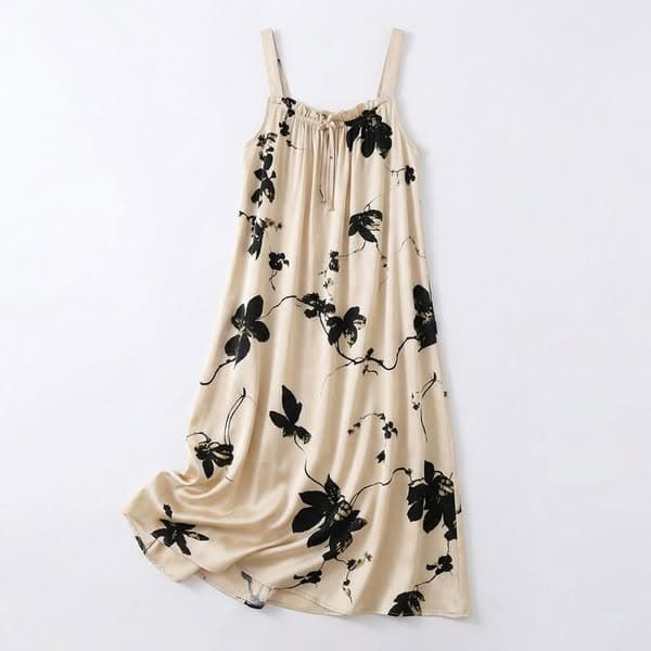 Ink Style Floral Sleeveless Nightgown
