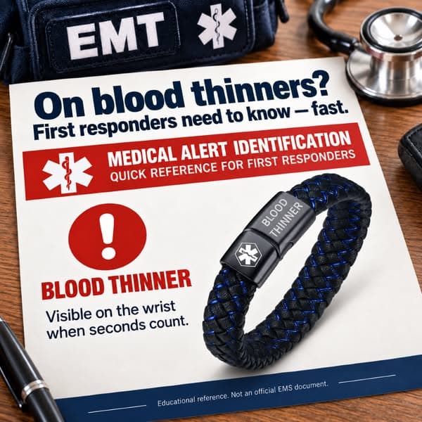 Men’s Blood Thinner Medical Alert Bracelet