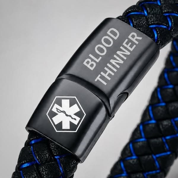 Men’s Blood Thinner Medical Alert Bracelet
