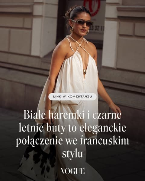 Białe haremki i czarne letnie buty to eleganckie połączenie we francuskim stylu