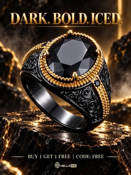 🖤 Dark. Bold. Iced. Black Gold Ring from $9.9!