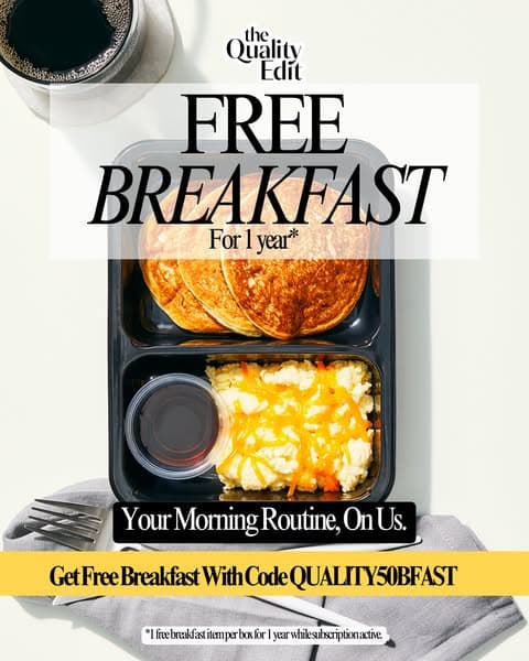 REE breakfast for 1 year with code QUALITY50BFAST.