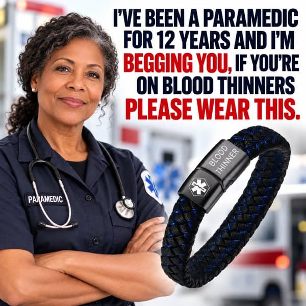 Men’s Blood Thinner Medical Alert Bracelet