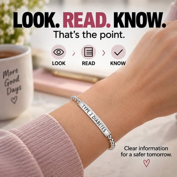 Women’s Slim Diabetes Medical Alert Bracelet
