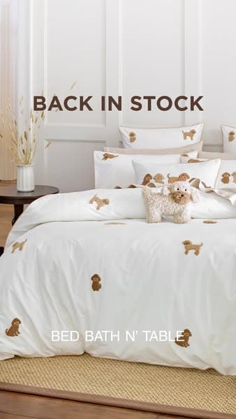 Ruby Embroidered Cavoodle King Quilt Cover - Brown - Bed Bath N' Table