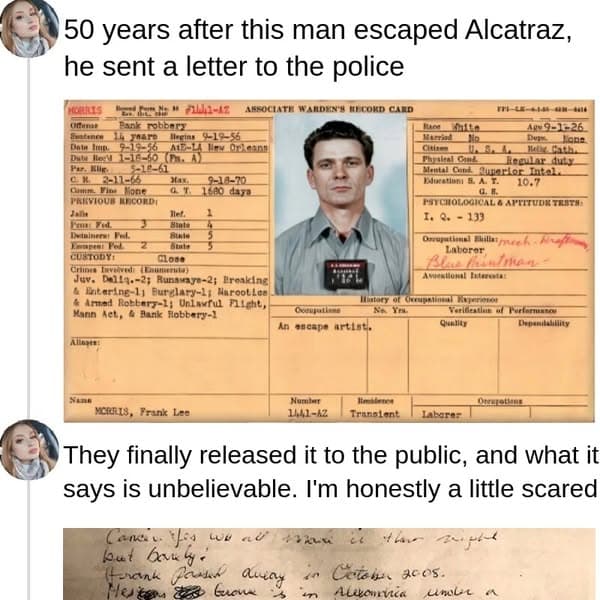 55 Years After Escaping Alcatraz, Man Sends FBI This Note