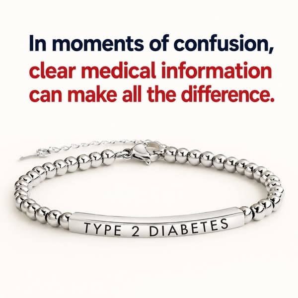Women’s Slim Diabetes Medical Alert Bracelet