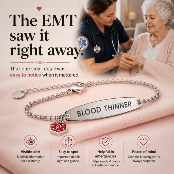 Women’s Blood Thinner Medical Alert Bracelet