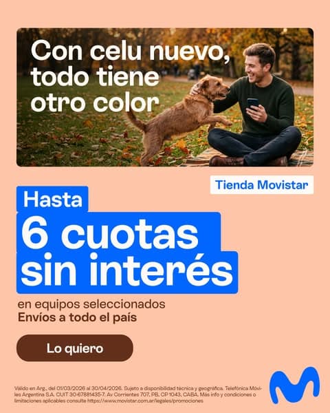 Volvé por el tuyo y pagalo hasta en 6 cuotas sin interés en la tienda de Movistar.