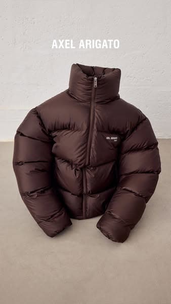Recycled, down-filled puffer jackets.
