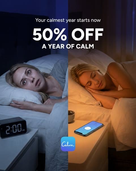 Stress Less, Live More-- Get 50% Off Calm!