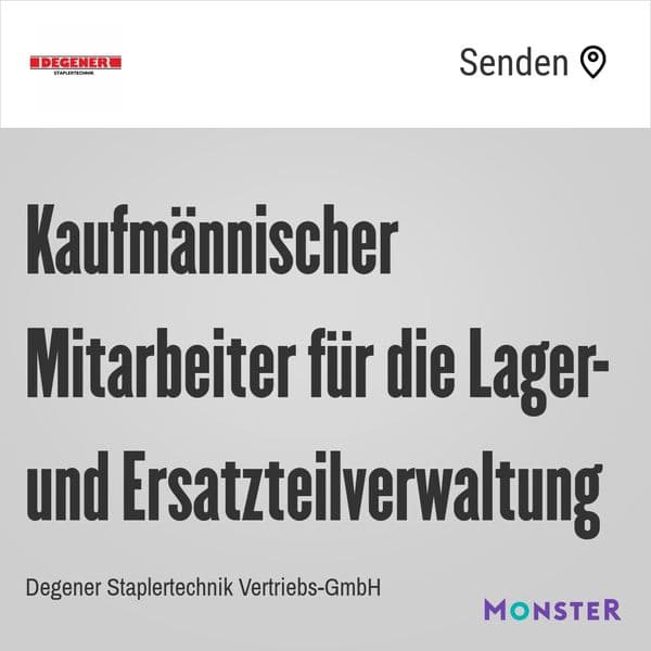 Kaufmännischer Mitarbeiter für die Lager- und Ersatzteilverwaltung