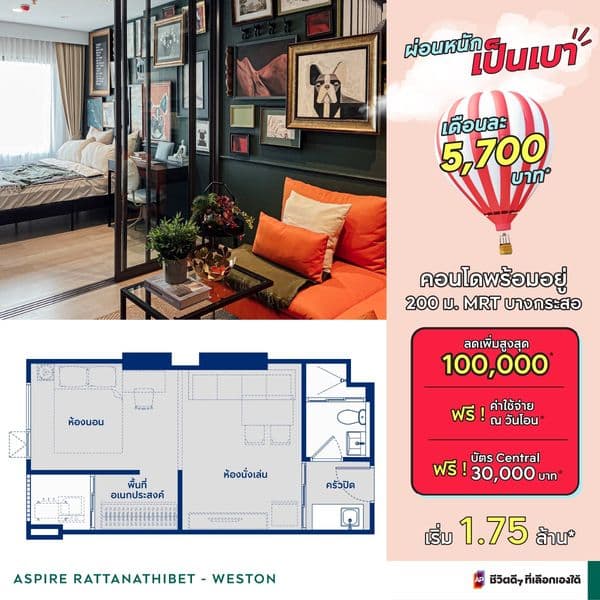 คอนโดติดถ.สุขุมวิท 1 BED EXTRA เริ่ม 𝟑.𝟗𝟗 ล้าน