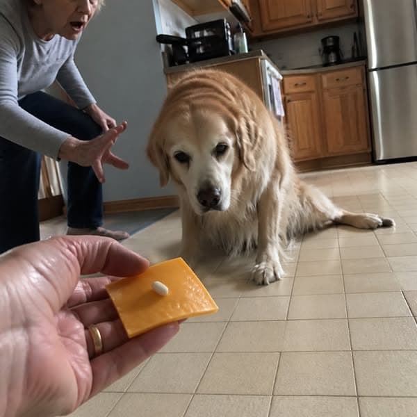When my dog screamed, I was holding a slice of cheese.
