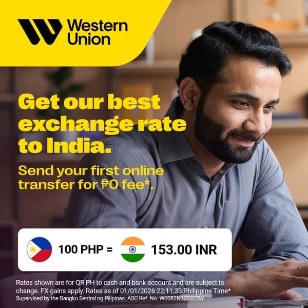 Send Money From Philippines to India.