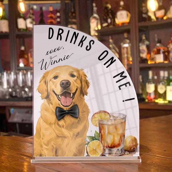 Custom Wedding Bar Menu Sign with Pet Portrait, Pet Signature Drink Sign, Dog Cat Cartoon Portrait Bar Menu, Wedding or Party Décor