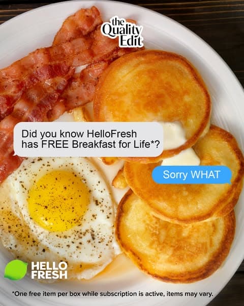 Code 10FREETQE for Free Breakfast for Life + 10 Free Meals