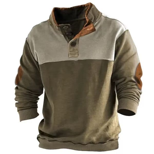Men's Sweatshirt Army Green Standing Collar Color Block Sports & Outdoor Daily Holiday Streetwear Basic Casual Spring & Fall Clothing Apparel Hoodies Sweatshirts 2023 - US $22.99