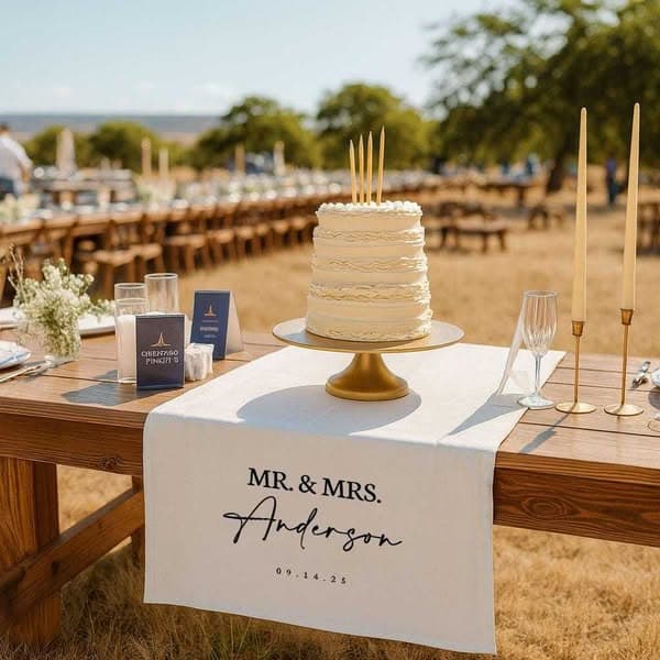 Wedding Table Runner, Personalized Last Name Sign, Custom Linen Wedding Banner, Sweetheart Table Decor, Wedding Reception Gift