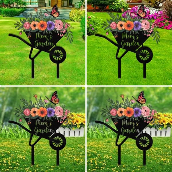Personalized Garden Sign With Stake, Custom Garden Name Sign,Outdoor Decor,Garden Flower Sign,Metal Yard Sign,Garden Decor Housewarming Gift