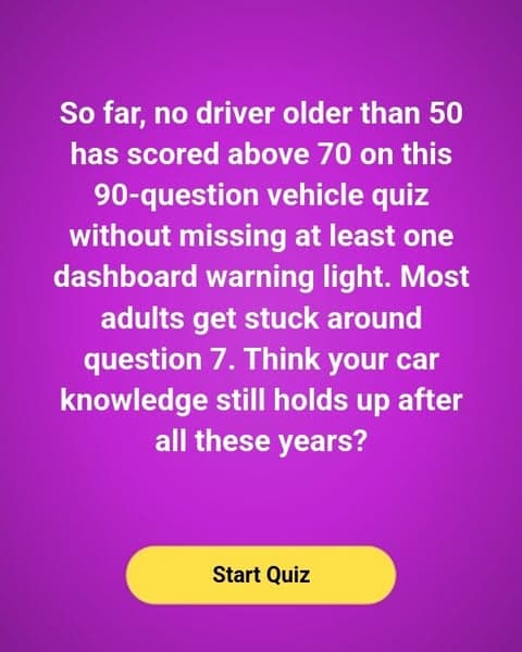 Most Drivers Over 50 Can't Handle All 90 of These Car Questions