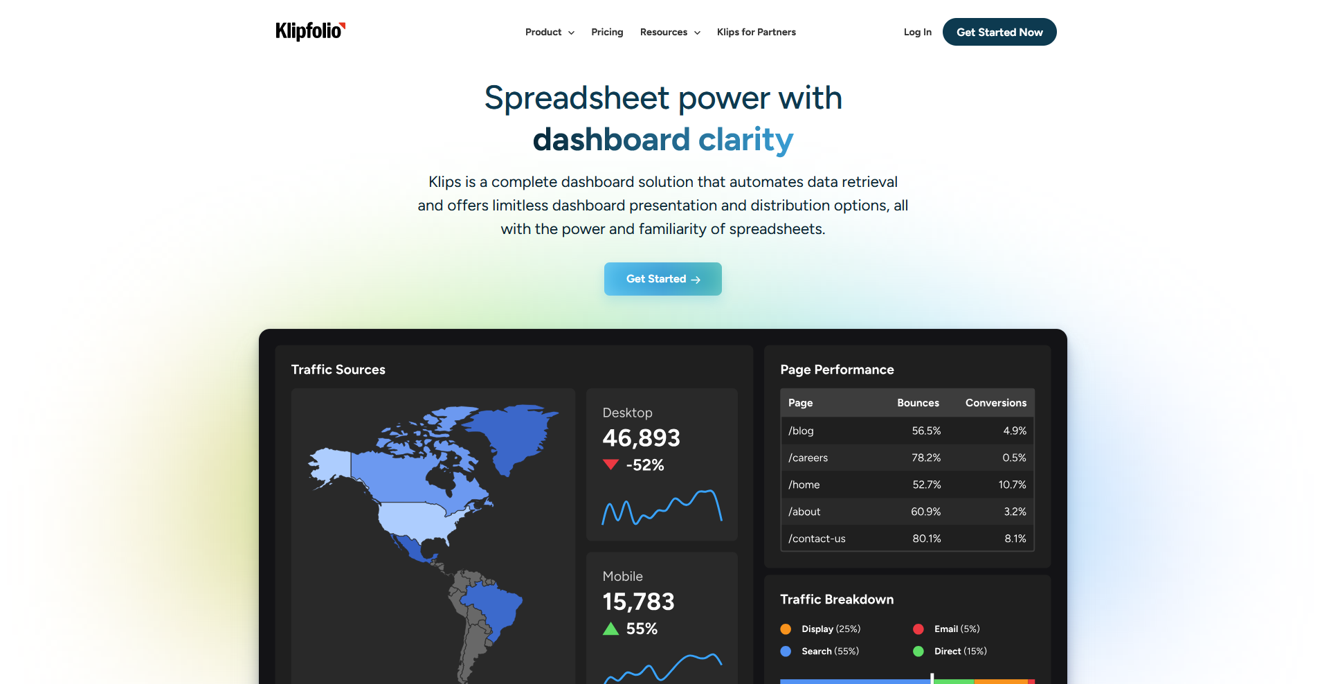 Klipfolio homepage