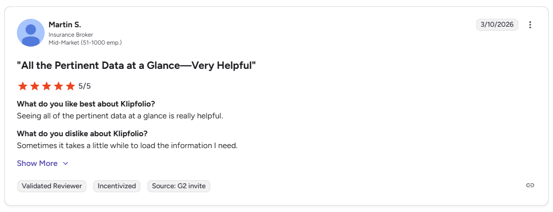 Klipfolio G2 review - positive