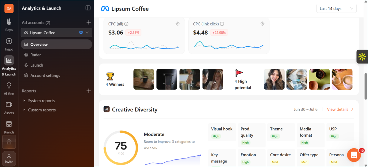 Atria Analytics interface