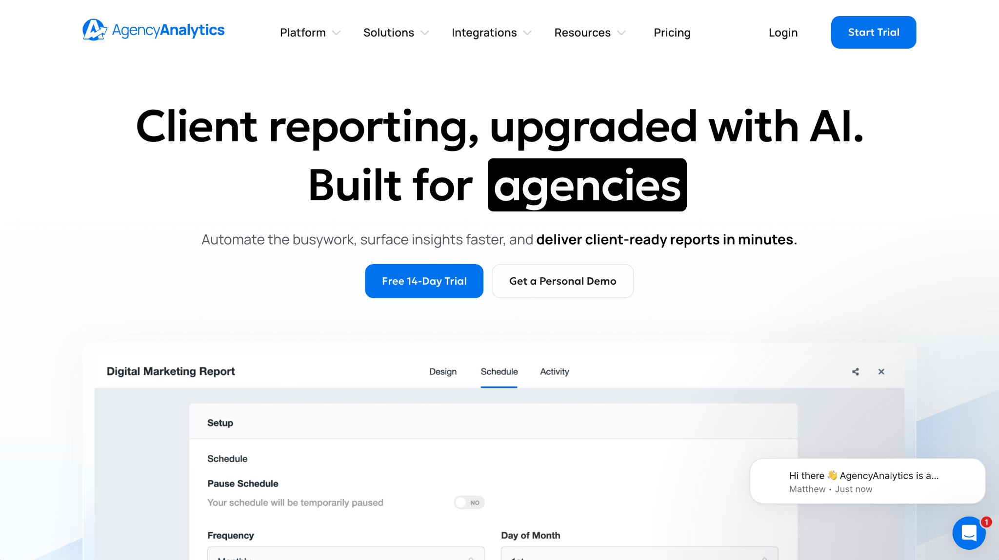 AgencyAnalytics homepage