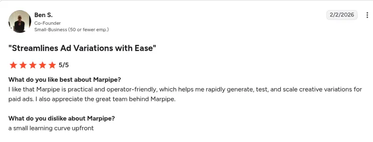 G2 review for Marpipe by Ben S.