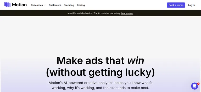 Screenshot of Motion homepage.