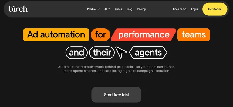 Screenshot of Bïrch homepage.