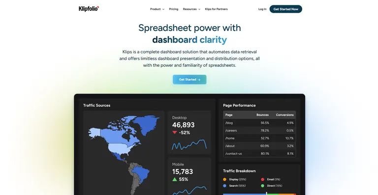 Klipfolio homepage