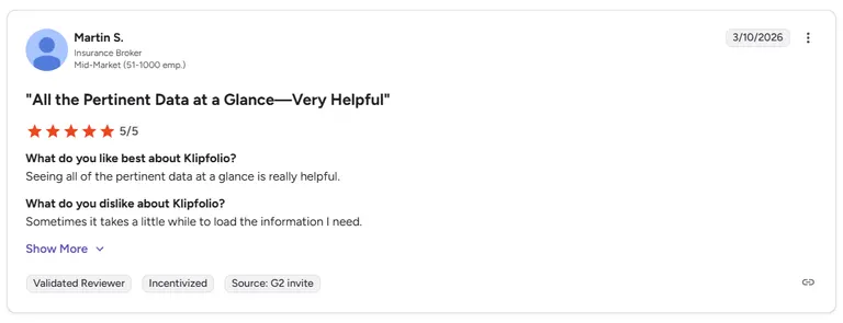Klipfolio G2 review - positive