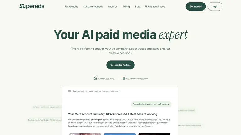 Superads homepage