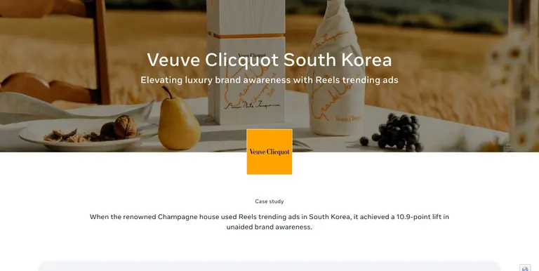 Screenshot of Veuve Clicquot Facebook case study