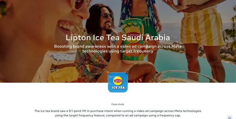 Screenshot of Lipton Ice Tea Facebook case study