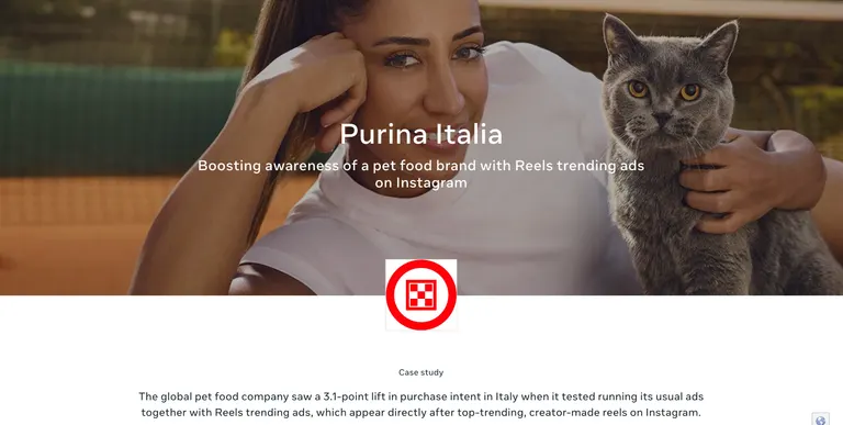 Screenshot of Purina Facebook case study
