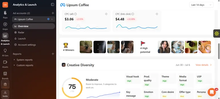 Atria Analytics interface