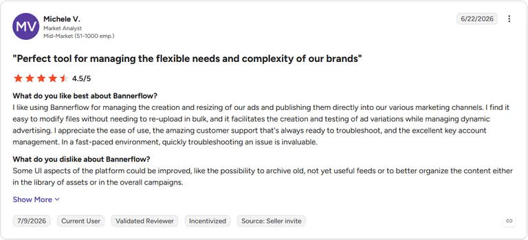 Review by Michele V. on G2