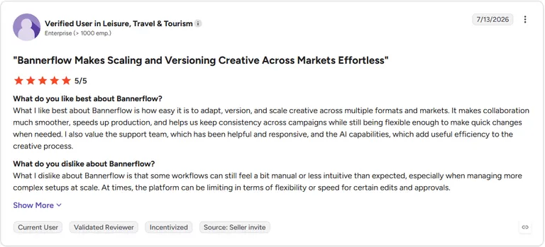 Review by Verified User in Leisure, Travel & Tourism on G2