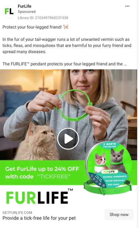 FurLife ad using the AIDA framework.