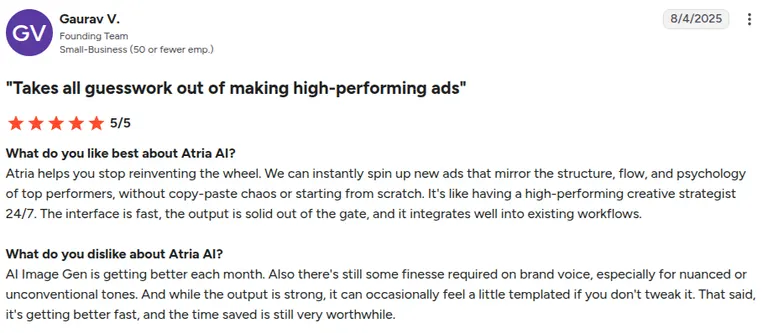 G2 Atria review by Gaurav V.