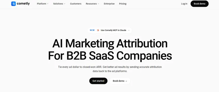 Screenshot of Cometly homepage.