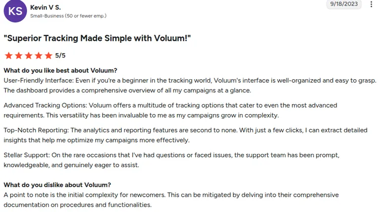 G2 review of Voluum by Kevin V S.