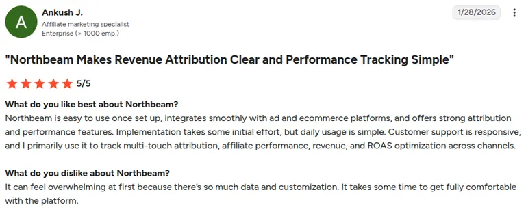 G2 review of Northbeam by Ankush J.